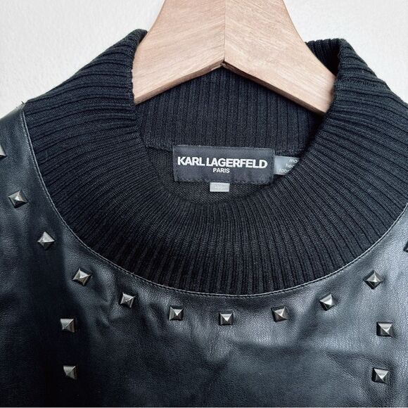 Karl Lagerfeld Womens Size Xsmall Spandex Mock Neck Studded Sweater - Picture 10 of 14